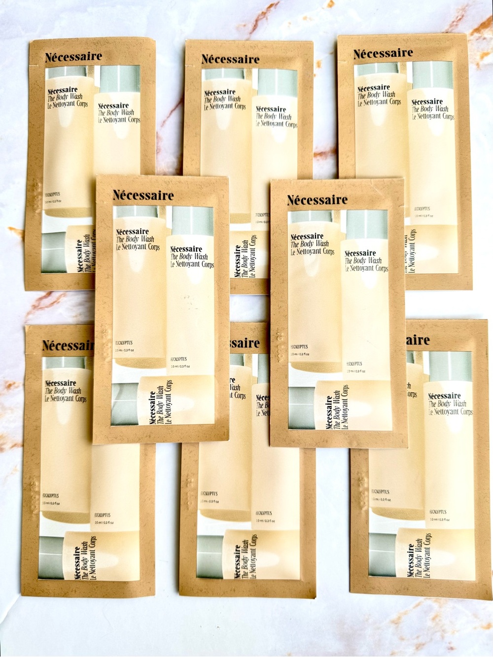 NECESSAIRE The Body Wash - Shower Gel - 8 x 10ml (80ml) Travel Size - Eucalyptus